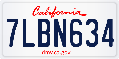 CA license plate 7LBN634