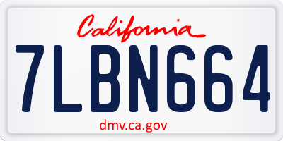CA license plate 7LBN664