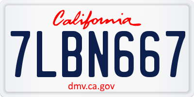 CA license plate 7LBN667