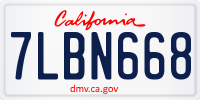 CA license plate 7LBN668