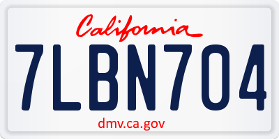 CA license plate 7LBN704