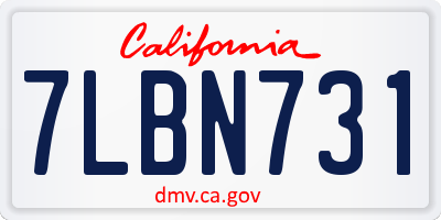 CA license plate 7LBN731