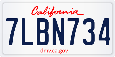 CA license plate 7LBN734