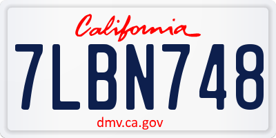 CA license plate 7LBN748