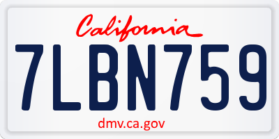 CA license plate 7LBN759