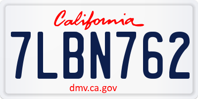 CA license plate 7LBN762