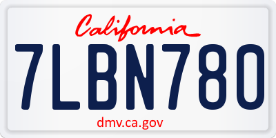 CA license plate 7LBN780
