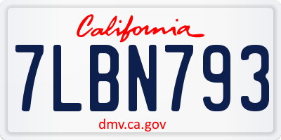 CA license plate 7LBN793