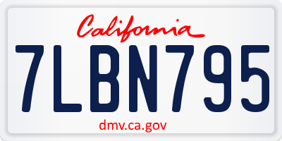 CA license plate 7LBN795