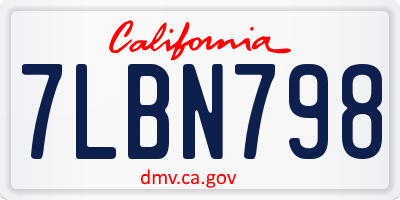 CA license plate 7LBN798