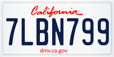 CA license plate 7LBN799