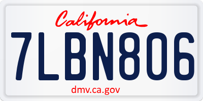 CA license plate 7LBN806