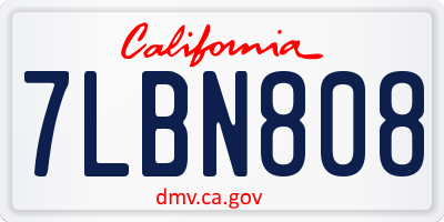 CA license plate 7LBN808