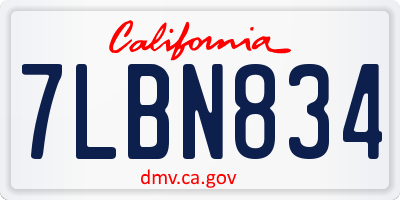 CA license plate 7LBN834