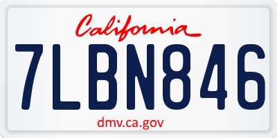 CA license plate 7LBN846