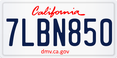 CA license plate 7LBN850