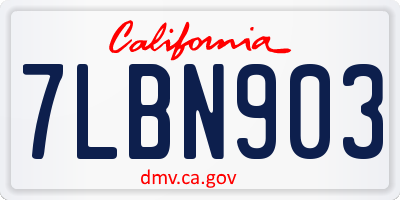 CA license plate 7LBN903