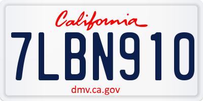 CA license plate 7LBN910