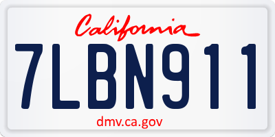 CA license plate 7LBN911