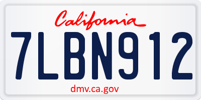CA license plate 7LBN912
