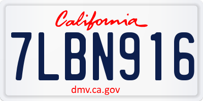 CA license plate 7LBN916