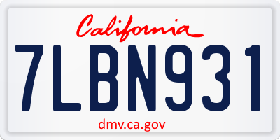 CA license plate 7LBN931