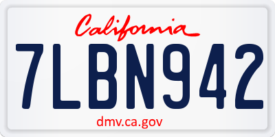 CA license plate 7LBN942