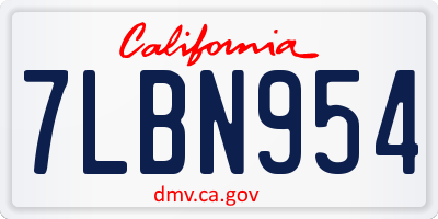 CA license plate 7LBN954