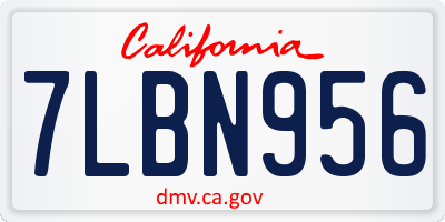CA license plate 7LBN956