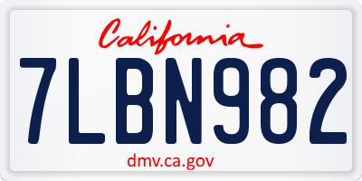 CA license plate 7LBN982