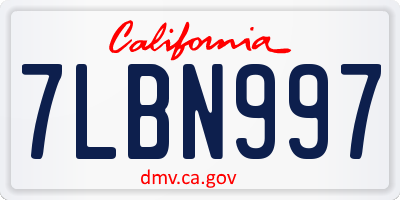 CA license plate 7LBN997