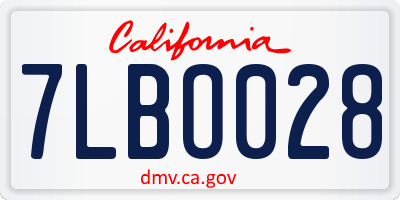 CA license plate 7LBO028