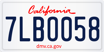 CA license plate 7LBO058