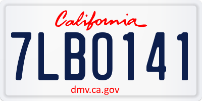 CA license plate 7LBO141