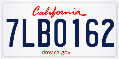 CA license plate 7LBO162