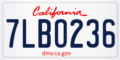 CA license plate 7LBO236