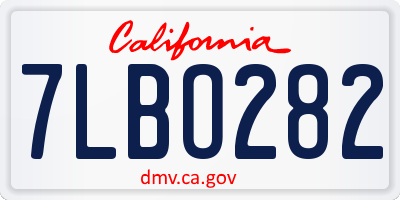 CA license plate 7LBO282