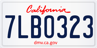 CA license plate 7LBO323
