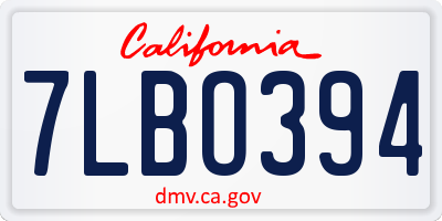 CA license plate 7LBO394