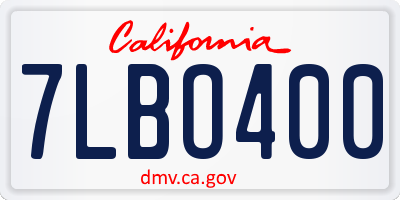 CA license plate 7LBO400