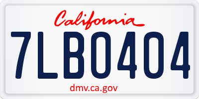 CA license plate 7LBO404