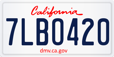 CA license plate 7LBO420