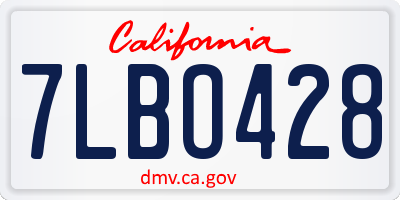 CA license plate 7LBO428