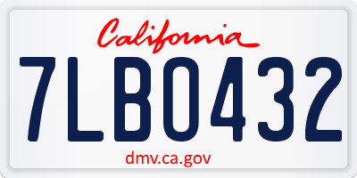 CA license plate 7LBO432