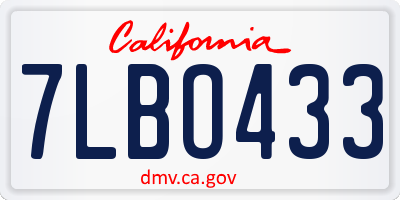 CA license plate 7LBO433