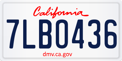 CA license plate 7LBO436