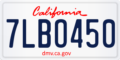 CA license plate 7LBO450