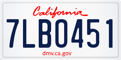 CA license plate 7LBO451