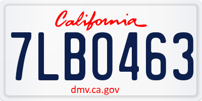 CA license plate 7LBO463