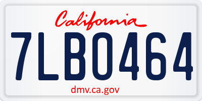 CA license plate 7LBO464
